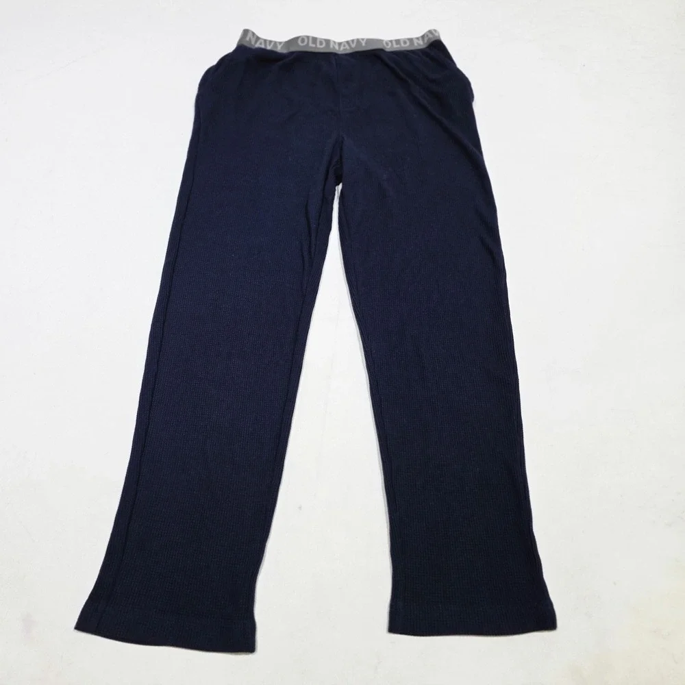 Old Navy Pajama Pants Boys XL 14-16 Navy Blue Waffle Knit Thermal Sleepwear
